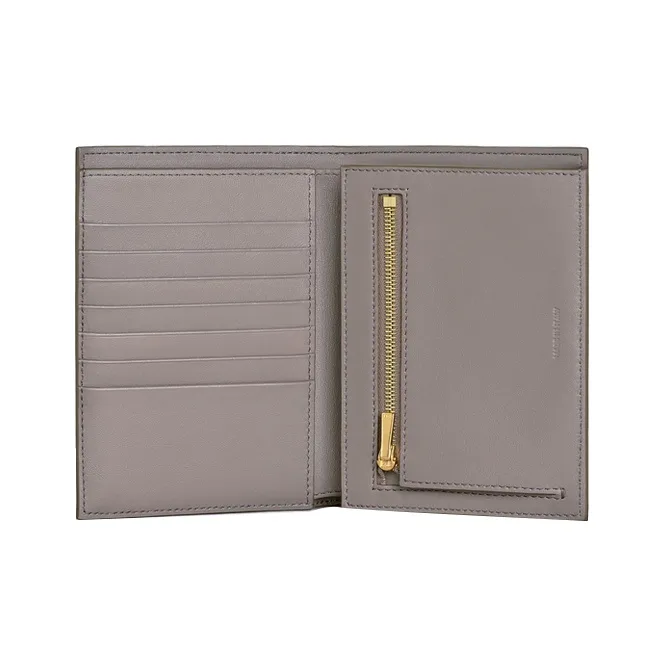 CELINE Grained Calfskin Wallet Medium Size Women's Egg Stone Gray/Mineral Stone Color-3