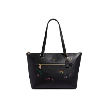 COACH Diary Collaboration Gallery Leather Embroidery Tote Bag Shopping Bag Shoulder Bag Handbag Regular Women's Black