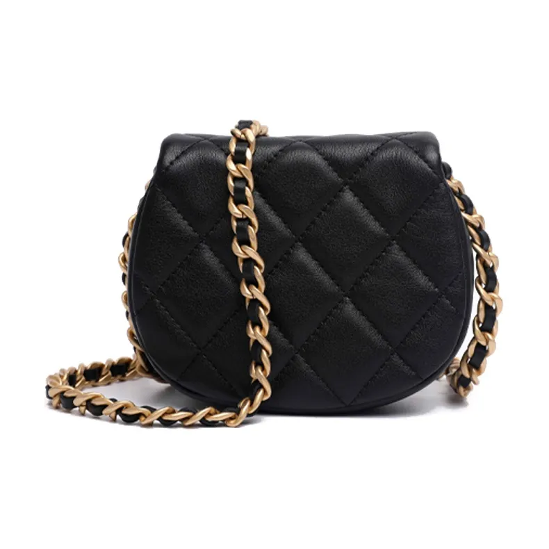 CHANEL Dome Bag Saddle Bag Shoulder Bag, Crossbody Bag, Coin Purse Women's Black-2
