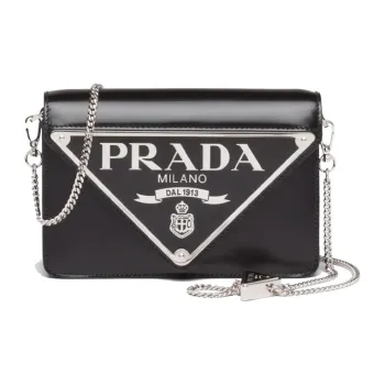 PRADA Leather Chain Bag Shoulder Bag Women's Black
