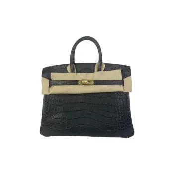 HERMES Birkin Matte Crocodile Leather Birkin Bag Handbags Women's Noir Black