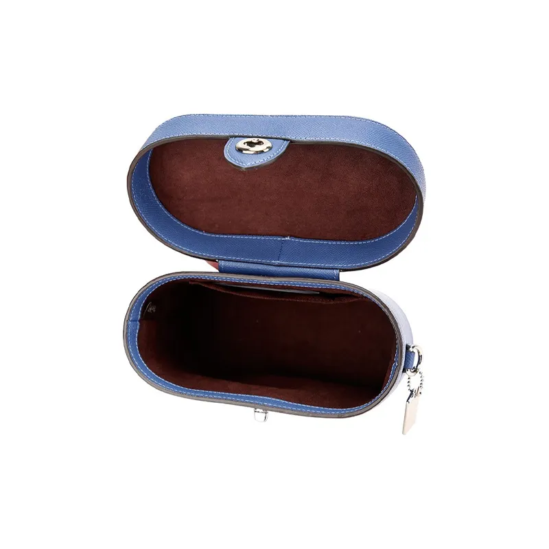 COACH Kay Leather Box Bag Makeup Bag Shoulder Bag Handbag Small Size Women's Blue-5