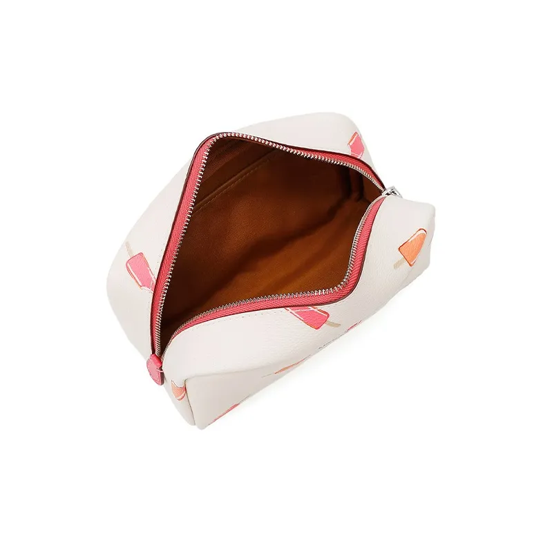 COACH Boxy Artificial Leather Clutch Makeup Bag Small Size Women's White-4