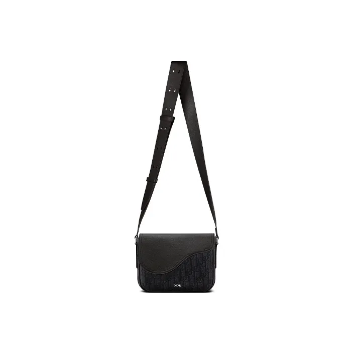 DIOR Saddle Grained Calfskin Saddle Bag, Messenger Bag, Shoulder Bag, Crossbody Bag Mini Men's Black-2