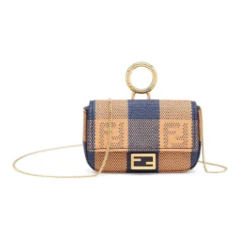 FENDI Baguette Raffia Coin Purse Shoulder Bag Crossbody Bag Handbag Extra Mini Women's Blue
