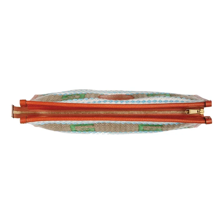 GUCCI Fabric Leather Clutch Women's Orange/Green/Brown-2