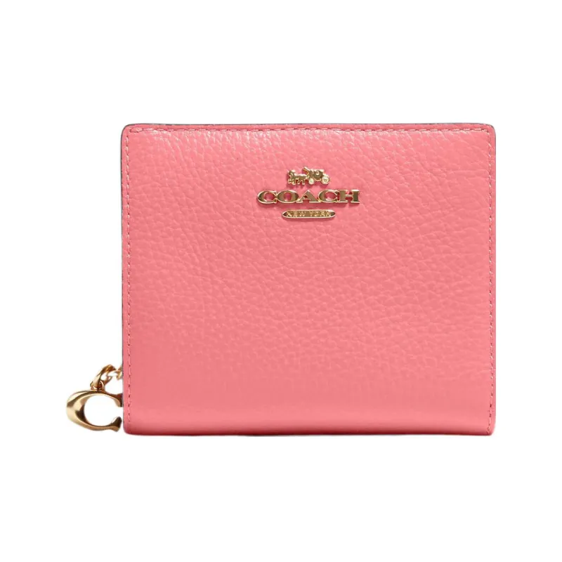 COACH Snap Wallet Leather Wallet Mini Women's Toffee Pink-0