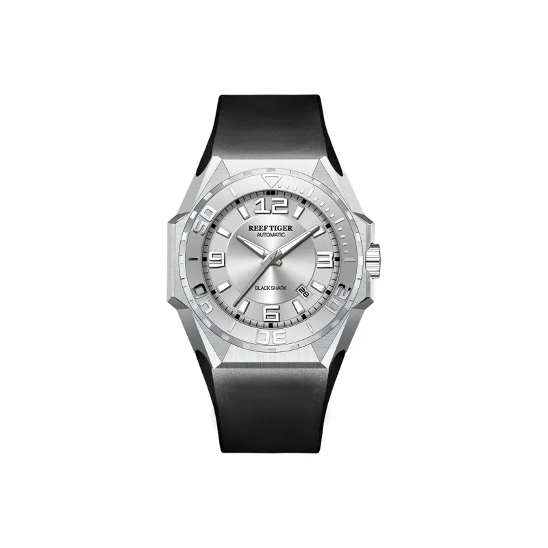 REEF TIGER Black Shark Collection Automatic Mechanical Movement Watch Men's Watches White Dial RGA6903X JBB-0