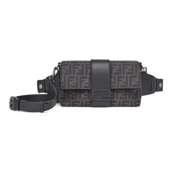FENDI Baguette Cow Leather Baguette Bag Fanny Pack Sling Bag Shoulder Bag Crossbody Bag Men's Black/Dark Gray