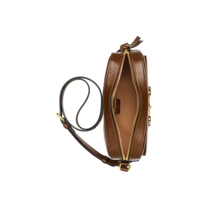 GUCCI Horsebit 1955 Leather Camera Bags Crossbody Bag Shoulder Bag Women's Brown-3