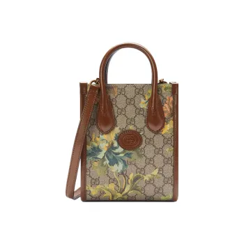 GUCCI Canvas Tote Bag Shopping Bag Shoulder Bag Crossbody Bag Handbag Mini Women's Beige/Ebony