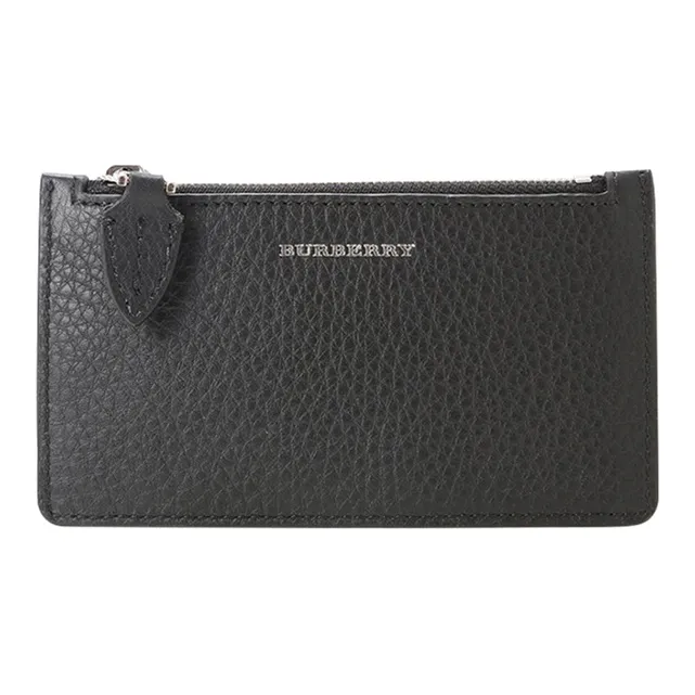 Burberry Cow Leather Wallet Card Holder Coin Purse Unisex Black/Green-0