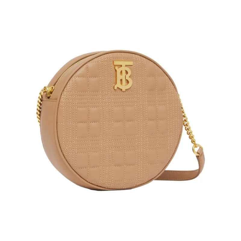 Burberry Louise Quilting Lambskin Round Bag, Shoulder Bag, Crossbody Bag Women's Camel-1