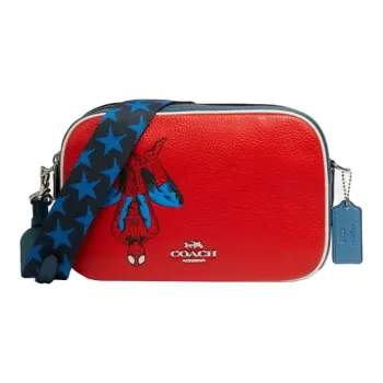 COACH MARVEL Collaboration Jes Cow Leather Camera Bag, Shoulder Bag, Crossbody Bag Medium Size Women's Red & Blue