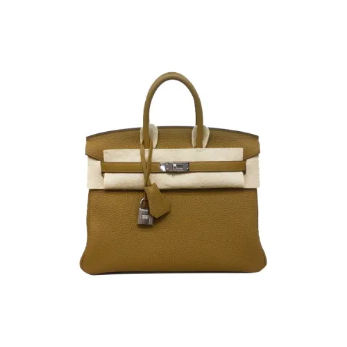 HERMES Birkin Ostrich Leather Birkin Bag Handbags Womens 37 Gold Gold Brown
