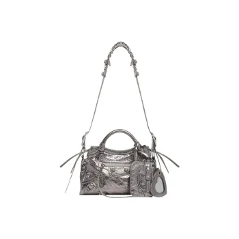 Balenciaga Neo Cagole Sheepskin Shoulder Bag, Handbag, Crossbody Bag Extra Small Women's Silver