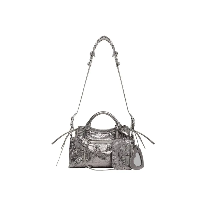 Balenciaga Neo Cagole Sheepskin Shoulder Bag, Handbag, Crossbody Bag Extra Small Women's Silver-0