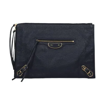 Balenciaga Leather Handbag Biker Clutch Unisex Blue