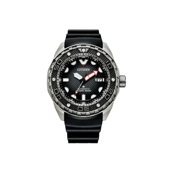 CITIZEN Automatic Mechanical Movement PU Rubber Strap Watch 46mm Unisex Black Dial