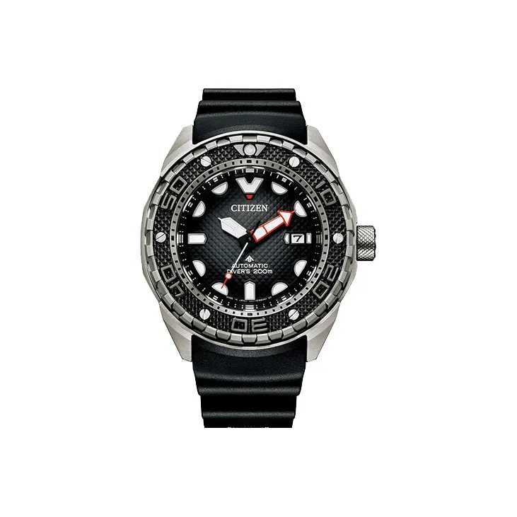 CITIZEN Automatic Mechanical Movement PU Rubber Strap Watch 46mm Unisex Black Dial-0