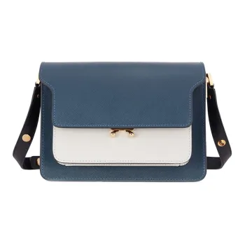 MARNI Trunk Cow Leather Trunk Bag, Crossbody Bag, Shoulder Bag Women's Blue/White