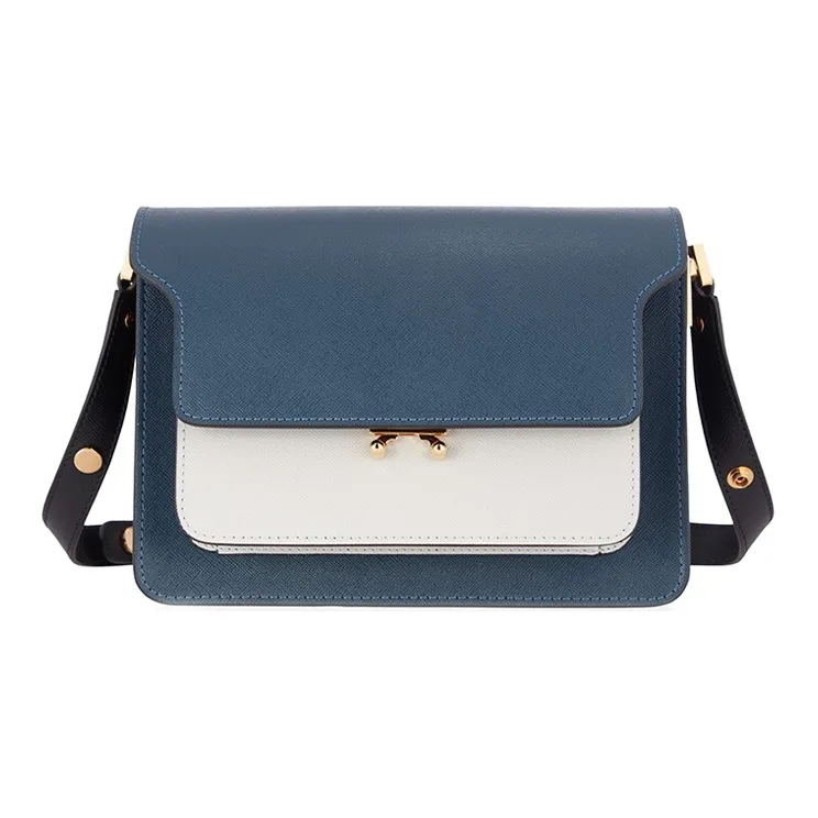MARNI Trunk Cow Leather Trunk Bag, Crossbody Bag, Shoulder Bag Women's Blue/White-0