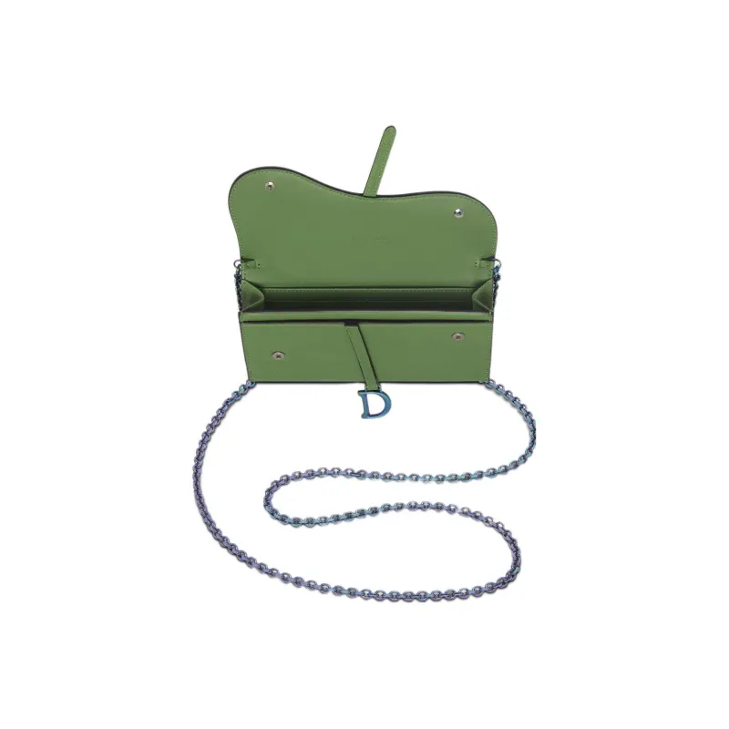 DIOR Sheepskin Wallet Women's Bright Green-4