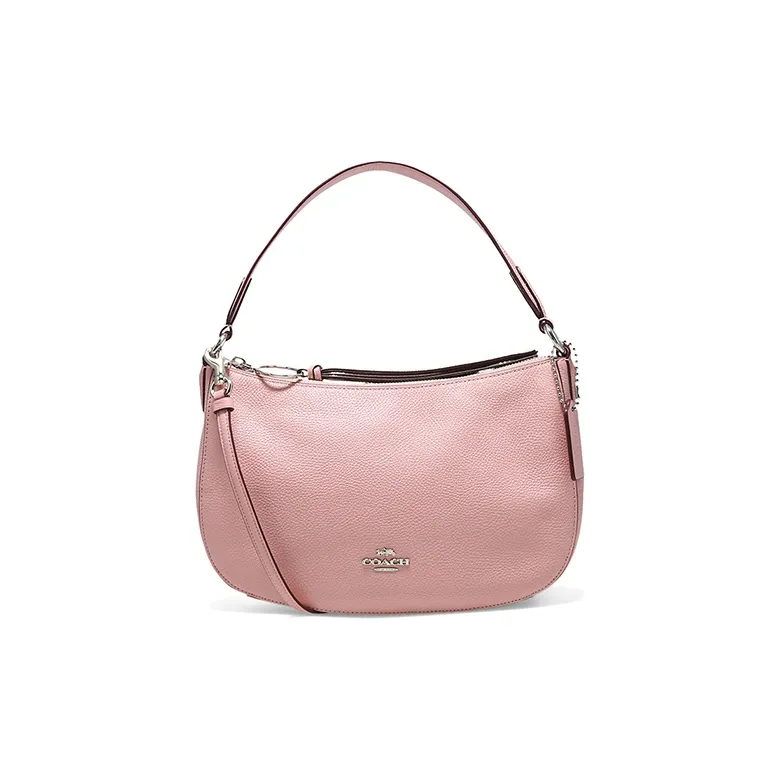 COACH Leather Hobo Bag Portable Crossbody Bag Shoulder Bag Large Size Women's Pink-0