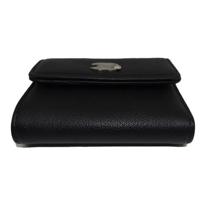CHANEL Goatskin Wallet Women's Black-3