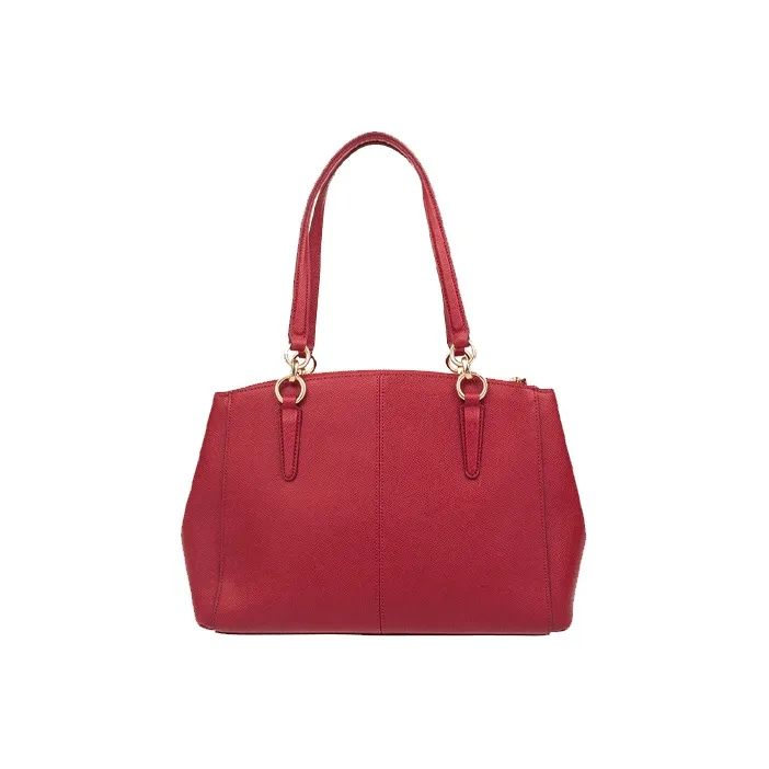 COACH Christie Leather One Shoulder Crossbody Portable Crossbody Bag Large Size Women's Red Pink-2