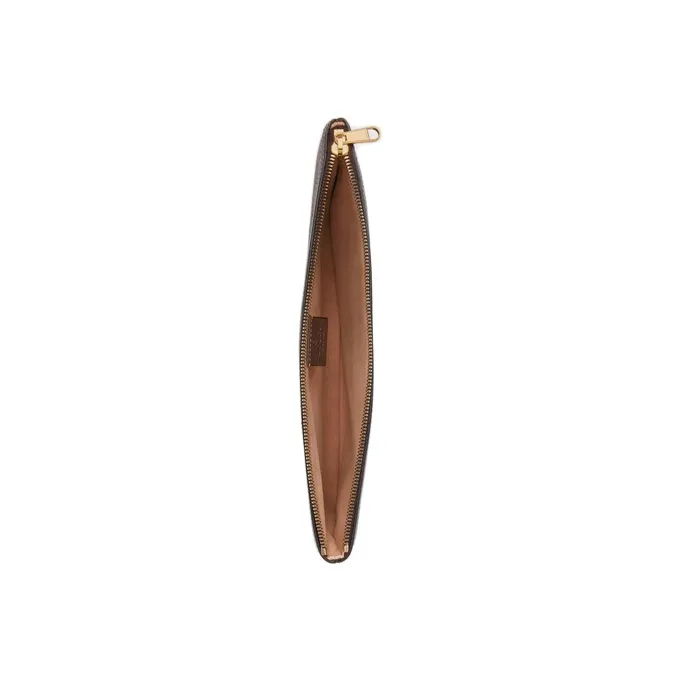 GUCCI Ophidia Canvas With Leather Clutch Women's Ebony/Brown-3