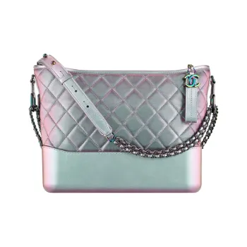 CHANEL Gabrielle Calfskin Handbag Shoulder Bag Crossbody Bag Small Size Women's Iridescent Purple
