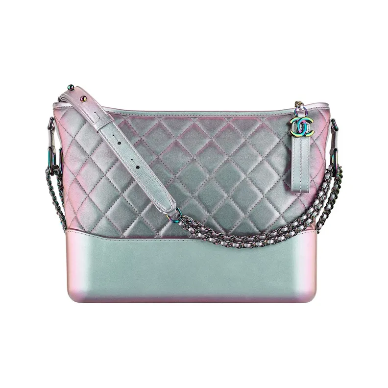 CHANEL Gabrielle Calfskin Handbag, Shoulder Bag, Crossbody Bag Trumpets Women's Dazzling Color Purple-0