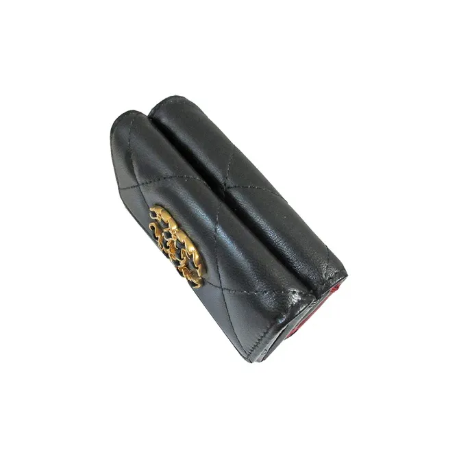 CHANEL 19Bag Smooth Finish Lambskin Coin Purse Card Holder, Wallet Women's Black-2