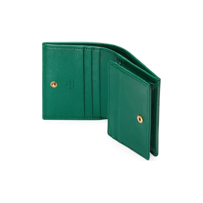 GUCCI Diana Leather Wallets Card Holders Women's Green-4