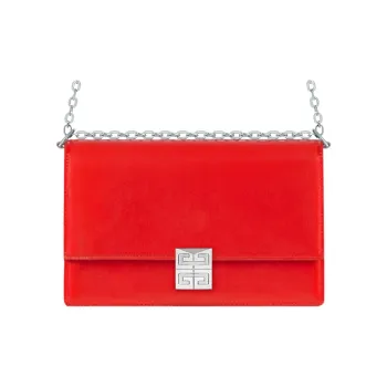 GIVENCHY 4G Cow Leather Shoulder Bag Crossbody Bag Medium Size Women's Red