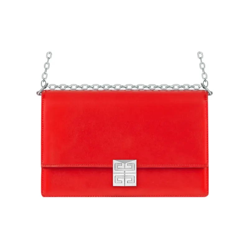 GIVENCHY 4G Cow Leather Shoulder Bag Crossbody Bag Medium Size Women's Red-0