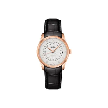 MIDO Brunner Series Automatic Mechanical Movement Women's Watch 33mm Silver Dial Stainless Steel Case Leather Strap
