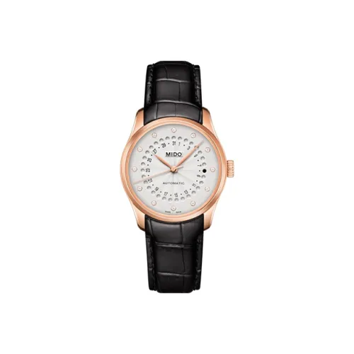 MIDO Brunner Series Automatic Mechanical Movement Women's Watch 33mm Silver Dial Stainless Steel Case Leather Strap