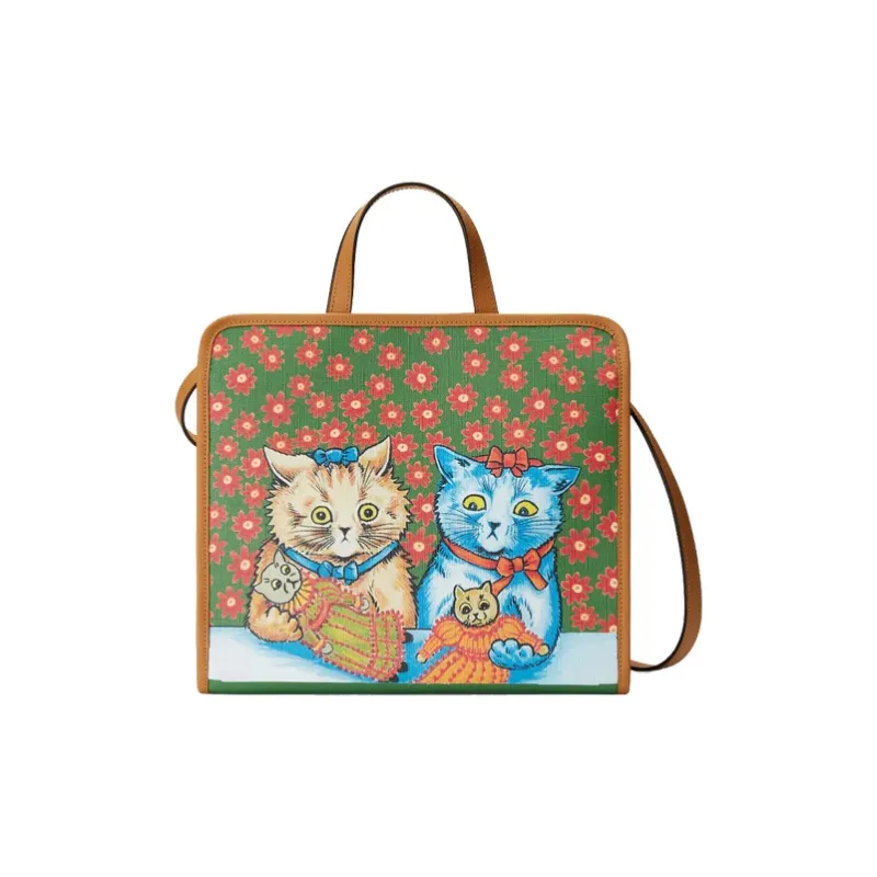 GUCCI Canvas With Leather Tote Handbags Crossbody Bags Kids' Brown/Multicolor-0