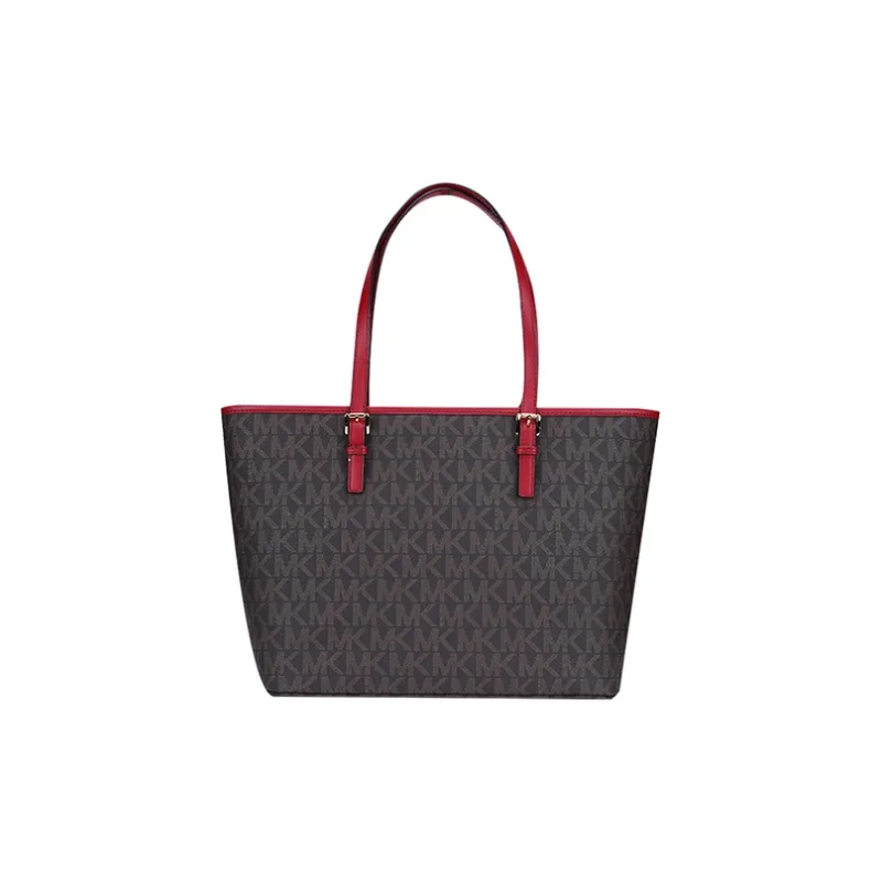 MICHAEL KORS PVC Tote Bag Shopping Bag Handbag Regular Women's Dark Brown & Red-2