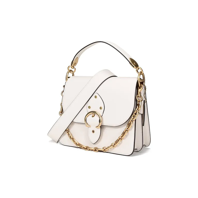 COACH Beat Leather One Shoulder Handbag Medium Size Women's Pink White-1
