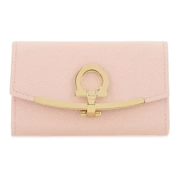 FERRAGAMO Leather Key Pouch Clutch Unisex Pink
