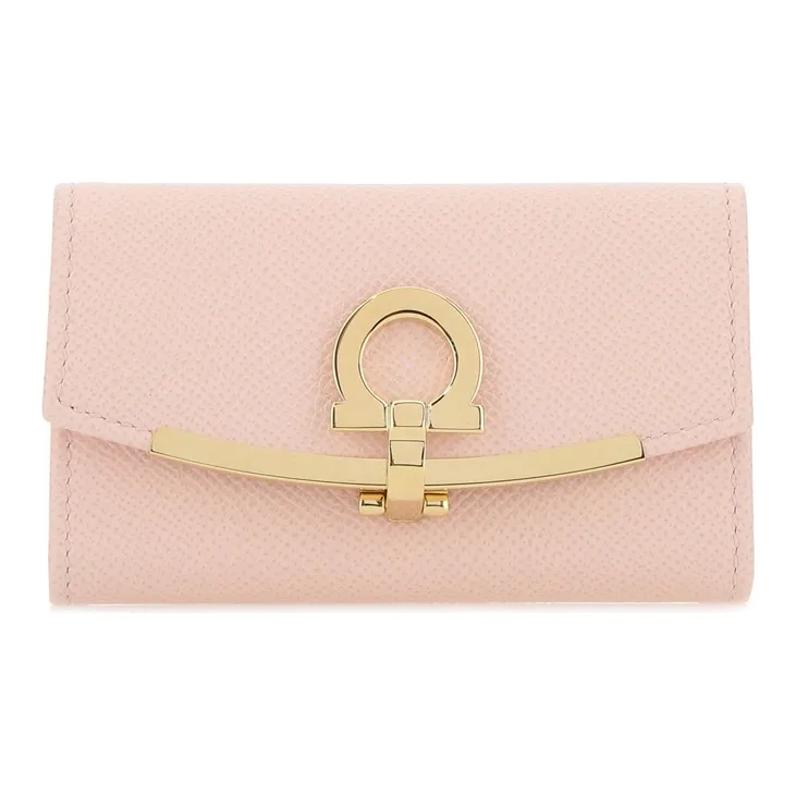 FERRAGAMO Leather Key Pouch Clutch Unisex Pink-0