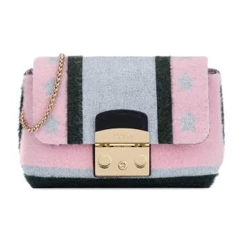 Furla Metropolis Collection Fabric Crossbody Bag Mini Women's Gray