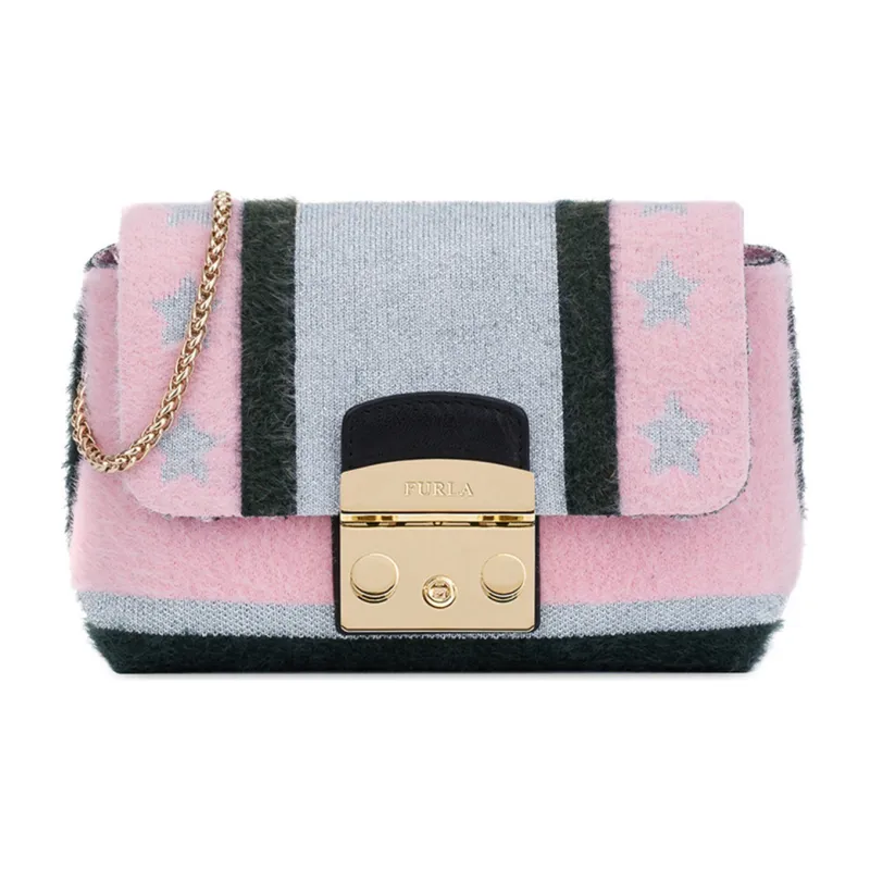 Furla Metropolis Collection Fabric Crossbody Bag Mini Women's Gray-0