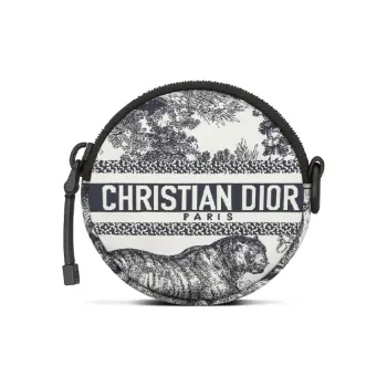 DIOR DiorTravel Jouy Print Technical Fabric Coin Purse Women's White