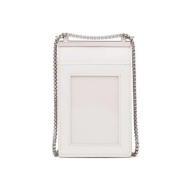 PRADA Leather Square Card Holder Shoulder Bag Crossbody Bag Mini Women's White-1