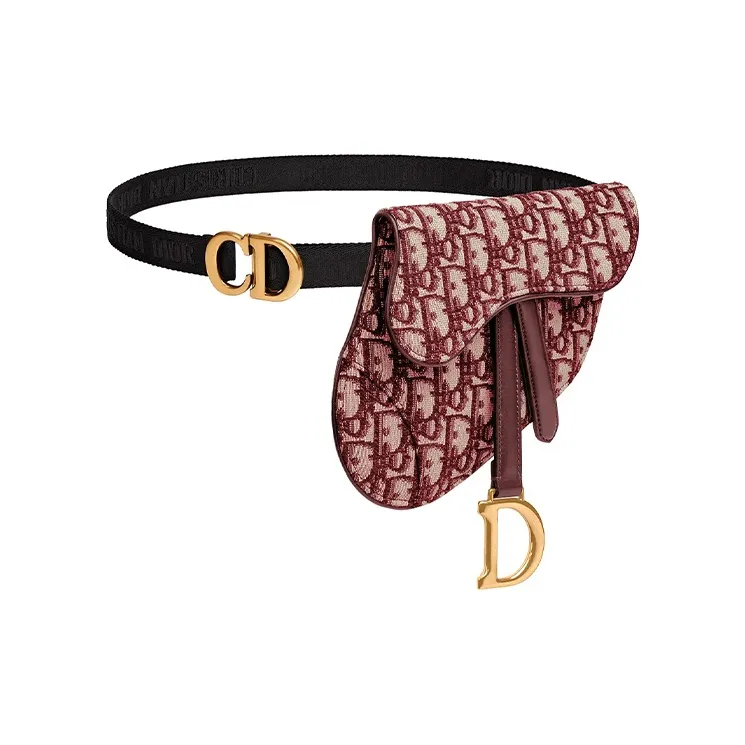 DIOR Saddle Cow Leather Saddle Bag Fanny Pack Women's Burgundy-1
