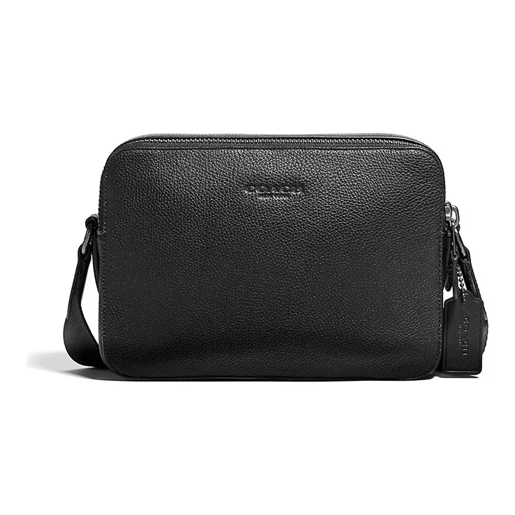 COACH Charter Cow Leather Small Square Camera Bag Shoulder Bag Crossbody Bag Medium Size Unisex Black Copper/Black-0